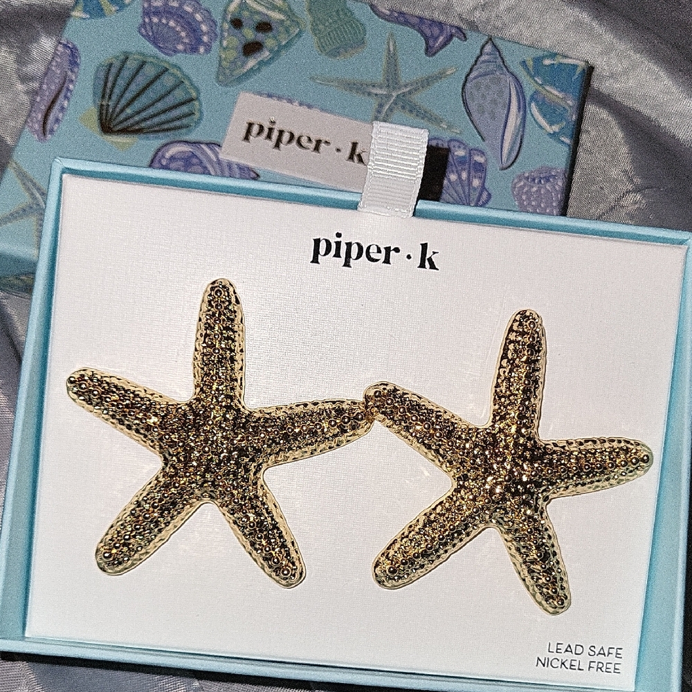 Piper K Gold Starfish Statement Earrings BNIB LS Ty LM